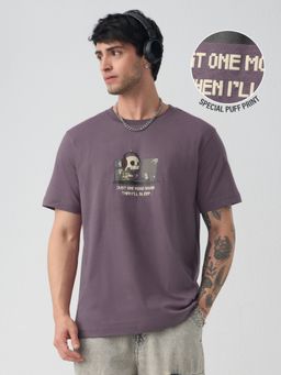 The Souled Store - Men Mauve Graphic Relaxed Fit T-Shirt