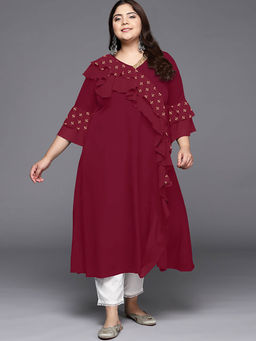 A plus by Ahalyaa - Maroon Printed Kurta