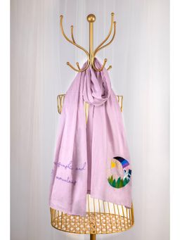 October - Purple Cotton Embroidered Shawl - Moon Mountains and Sunshine