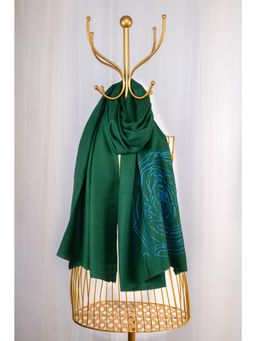 October - Green Pure Pashmina Embroidered Scarf - Have a Rosy Day