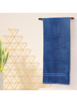 Layers - True Care 100% Cotton 380 Gsm Blue Solid Bath Towel (Medium)