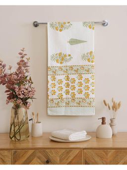 The Home Story - Mustard Heritage Marigold Cotton Waffle Bath Towel