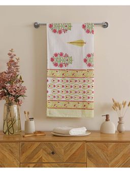 The Home Story - Yellow Amber Coral Cotton Waffle Bath Towel