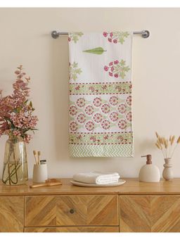The Home Story - Green Royal Blossom Cotton Waffle Bath Towel