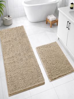 LUXEHOME INTERNATIONAL - Beige Chenille Bath Mat Combo (Pack of 2)