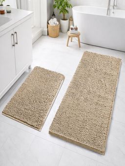 LUXEHOME INTERNATIONAL - Beige Chenille Bath Mat Combo (Pack of 2)