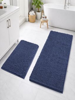 LUXEHOME INTERNATIONAL - Navy Blue Chenille Bath Mat Combo (Pack of 2)