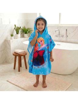 Athom Living - Blue Elsa & Anna Hooded Poncho Bath Robe For Kids (Medium)