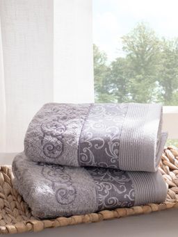 Maspar - Lavender Selene Cotton Anti Lint Lavender Hand Towel Combo (Pack of 2)