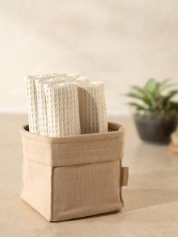 Maspar - Off White Cotton Ultra Soft Absorbent Quick Dry Face Towel Combo (Pack of 6)