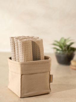 Maspar - Beige Cotton Ultra Soft Absorbent Quick Dry Face Towel Combo (Pack of 6)