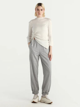 RAREISM - Women'S Solid Light Grey Melange Joggers