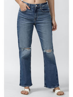 American Eagle - Women Blue Stretch Ripped 90s Bootcut Jeans