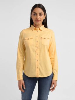 Levi's - Women Tencel Solid Regular Fit Collar Neck Yellow Shirt