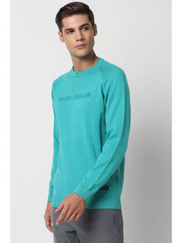 Peter England - Men Blue Solid Round Crew Neck Sweater