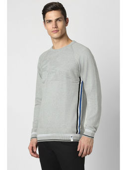 Peter England - Men Grey Solid Round Crew Neck Sweater