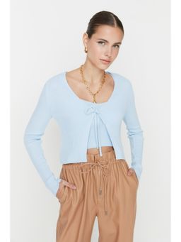 Trendyol - Womens Clear Blue Textured Cardigan with Tank Top (Set of 2)