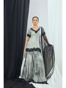 Nirmooha - Forest Printed Lurex Embellished Kurti with Sharara and Dupatta (Set of 3)