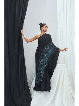 Nirmooha - Carbon One Shoulder Embellished Asymmetrical Kaftan Dress