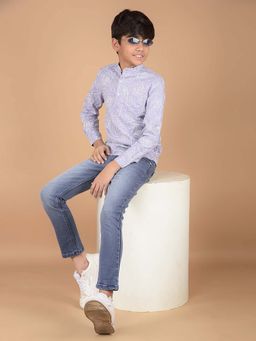 CRIMSOUNE CLUB - Boy'S Purple Floral Print Kurta