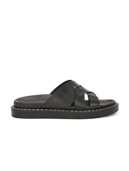 Delize - Black Men Leather Slip On Sandals