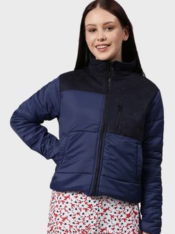 Campus Sutra - Navy Blue Solid Jacket