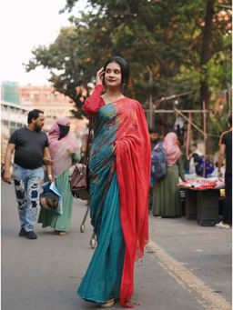 Soulweaves - Life Is A Canvas Mosaic Multi-Color Saree with Unstitched Blouse