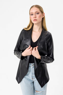 Sateen - Solid Black Solid Pull On Cardigan