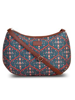Zouk - Women's Handcrafted Blue Printed Sling Bag