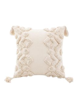 Bungalow and Beyond - Beige Boho Tufted Cotton Square Cushion Cover