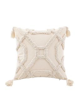 Bungalow and Beyond - Beige Boho Tufted Cotton Square Cushion Cover
