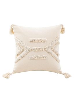 Bungalow and Beyond - Beige Boho Tufted Cotton Square Cushion Cover