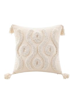 Bungalow and Beyond - Beige Boho Tufted Cotton Square Cushion Cover