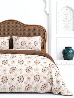 the White Moss - White Blooms Pure Cotton 170TC Bedsheet with 2 Pillow Covers (King)