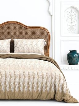 the White Moss - Brown Vintage Pure Cotton 170TC Bedsheet with 2 Pillow Covers (King)