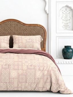 the White Moss - Cameo Rose Pink Vintage Pure Cotton 170TC Bedsheet with 2 Pillow Covers (King)