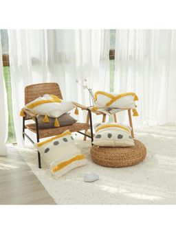 Bungalow and Beyond - Beige Tufted Cotton Cushion Covers (Pack of 4)