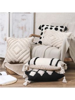 Bungalow and Beyond - Multi-Color Geometric Tufted Cotton Cushion Covers (Pack of 5)