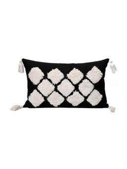 Bungalow and Beyond - Black Geometric Tufted Cotton Cushion Cover