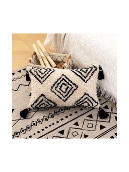 Bungalow and Beyond - Beige Geometric Tufted Cotton Cushion Cover