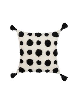 Bungalow and Beyond - White Geometric Tufted Cotton Square Cushion Cover