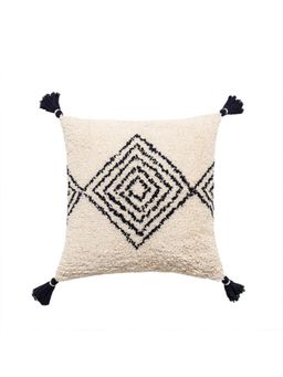 Bungalow and Beyond - Beige Geometric Tufted Cotton Square Cushion Cover