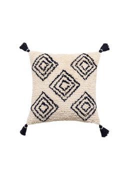 Bungalow and Beyond - Beige Geometric Tufted Cotton Square Cushion Cover