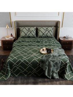 Stoa Paris - Urbanscape Olive Mesh Cotton 180TC Bedsheet with 2 Pillow Covers