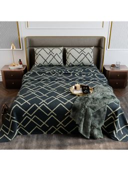 Stoa Paris - Urbanscape Navy Blue Lattice Cotton 180TC Bedsheet with 2 Pillow Covers