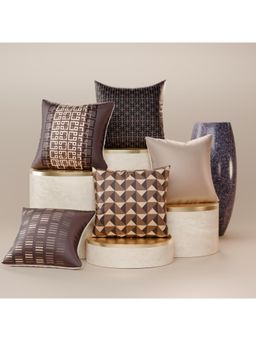 Stoa Paris - Brown Charlottes Poise Polyester Satin Fabric Cushion Covers (Pack of 5)