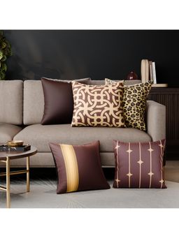 Stoa Paris - Multi-Color Charlottes Relic Polyester Satin Fabric Cushion Covers (Pack of 5)