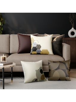 Stoa Paris - Multi-Color Cordelias Heart Polyester Satin Fabric Cushion Covers (Pack of 5)