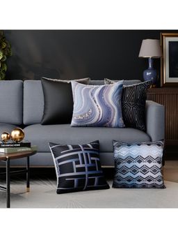 Stoa Paris - Multi-Color Ophelias Serenade Polyester Satin Fabric Cushion Covers (Pack of 5)