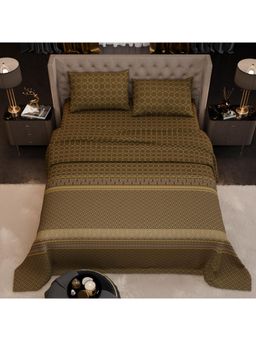 Stoa Paris - Imperial Grandeur Sienna Pavillion Brown 200TC Bedsheet with 2 Pillow Covers (King)